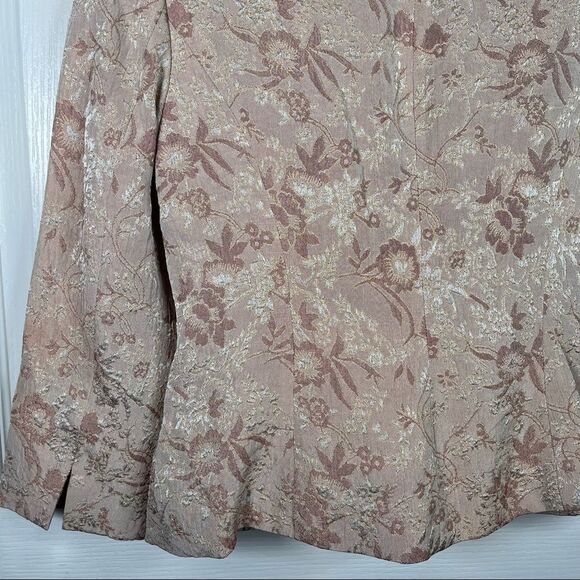 Anthropologie Tape Measure Jacquard Gold Floral Blazer Jacket Sz 8 - Picture 4 of 13